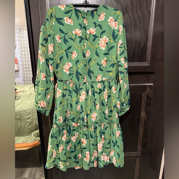 Ann Taylor Factory Green Floral fairy Y2K cottagecore Long Sleeve Dress size 2 - Picture 2 of 7